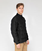 Fanacci Temper Black Jacket collar design down coat and knit cuffs for  winter  jacket. he Active Puffer Jacket has a sporty yet refined look, seeming functional for everyday wear. The premium, waterproof and windproof fabric would make it an ideal semi-casual travel piece able to withstand weather conditions.